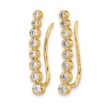 14k 3/8 carat Diamond Bezel Graduated Ear Climber Earrings - Image 2
