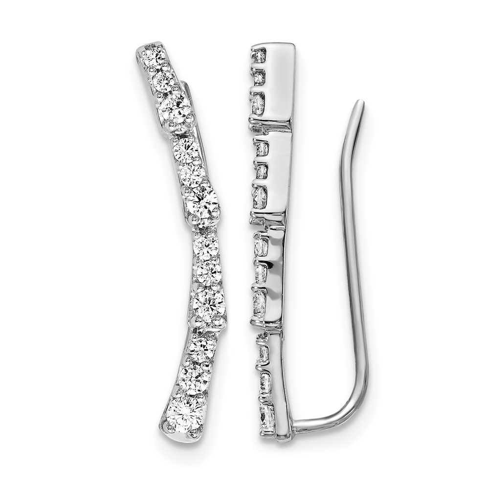 EM4153-050-WA.jpg 14k White Gold 1/2 carat Diamond Ear Climber Earrings - Image 1