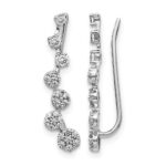 14k White Gold 1/2 carat Diamond Graduated Ear Climber Earrings