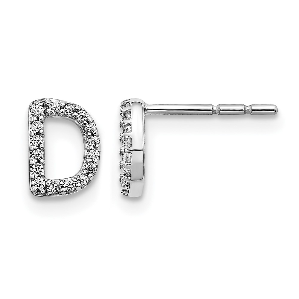 EM4169D-010-WA.jpg 14k White Gold Diamond Initial D Post Earrings - Image 1