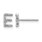 14k White Gold Diamond Initial E Post Earrings