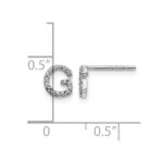 14k White Gold Diamond Initial G Post Earrings - Image 4