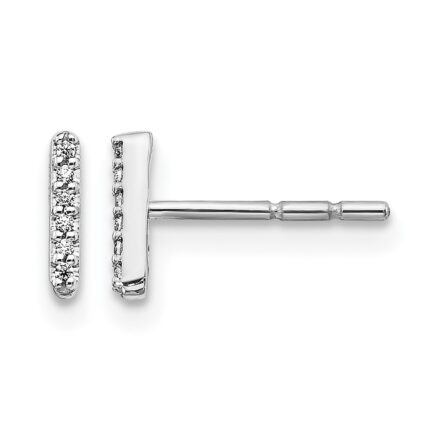 14k White Gold Diamond Initial I Post Earrings
