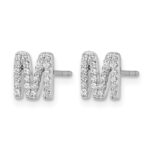 14k White Gold Diamond Initial M Post Earrings - Image 2