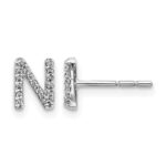14k White Gold Diamond Initial N Post Earrings