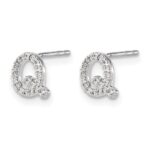 14k White Gold Diamond Initial Q Post Earrings - Image 2
