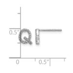 14k White Gold Diamond Initial Q Post Earrings - Image 4