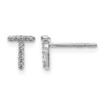 14k White Gold Diamond Initial T Post Earrings
