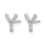 14k White Gold Diamond Initial Y Post Earrings - Image 2