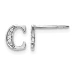 14k White Gold Diamond Initial C Post Earrings