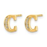 14k Diamond Initial C Post Earrings - Image 2