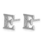 14k White Gold Diamond Initial E Post Earrings - Image 2