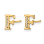 14k Diamond Initial F Post Earrings - Image 2