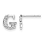 14k White Gold Diamond Initial G Post Earrings