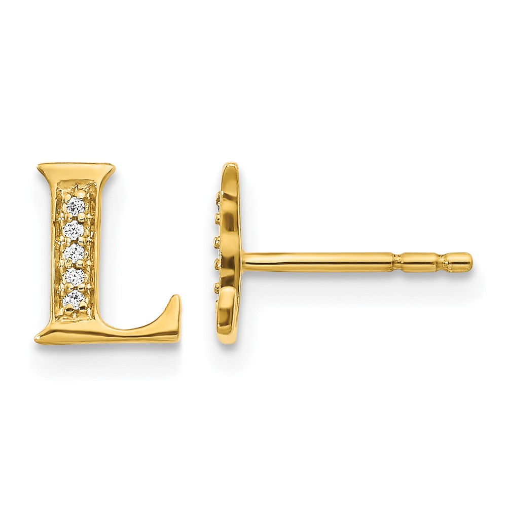 EM4170L-003-YA.jpg 14k Diamond Initial L Post Earrings - Image 1