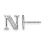 14k White Gold Diamond Initial N Post Earrings