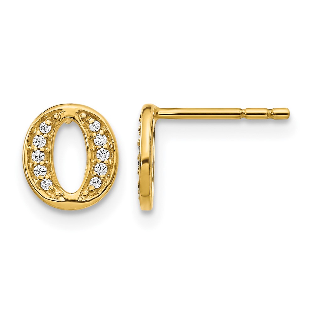 EM4170O-007-YA.jpg 14k Diamond Initial O Post Earrings - Image 1