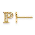 14k Diamond Initial P Post Earrings