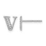 14k White Gold Diamond Initial V Post Earrings