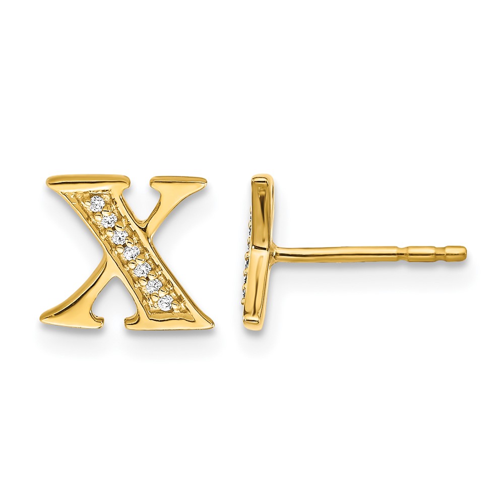 EM4170X-005-YA.jpg 14k Diamond Initial X Post Earrings - Image 1