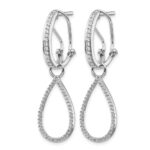14k White Gold 1/2 carat Diamond Teardrop Dangle Omega Back Earrings - Image 2