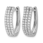 14k White Gold 3-row Diamond Hinged Hoop Earrings - Image 2