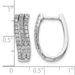 14k White Gold 3-row Diamond Hinged Hoop Earrings - Image 4