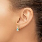 14k 7x5 Oval March/Aquamarine and Diamond Post Earrings - Image 3