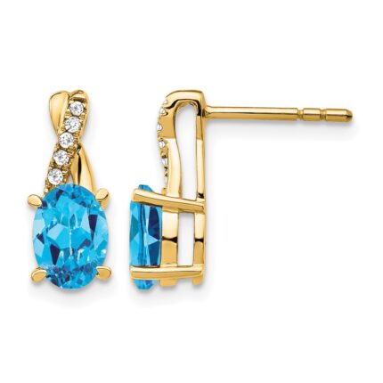 10k Blue Topaz and Diamond Earrings
