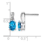 14k White Gold 7x5 Oval December/Blue Topaz and Diamond Earrings - Image 4