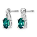 14K White Gold 7x5 Oval June/Lab Created Alexandrite and Diamond Earrings - Image 2