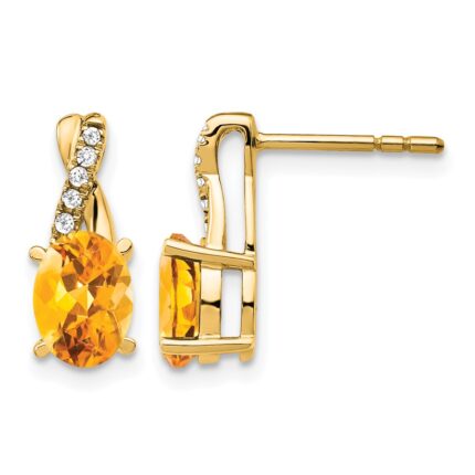 10k Citrine and Diamond Earrings
