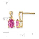 10k Created Pink Sapphire and Diamond Earrings - Image 4
