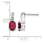 14K White Gold 7x5 Oval July/Lab Created Ruby and Diamond Earrings - Image 2