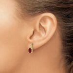 14k 7x5 Oval July/Lab Created Ruby and Diamond Post Earrings - Image 3