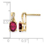 14k 7x5 Oval July/Lab Created Ruby and Diamond Post Earrings - Image 4