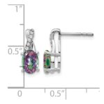 14k White Gold 7x5mm Oval Mystic Fire Topaz and Diamond Post Earrings - Image 4