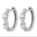 14k White Gold Diamond Hinged Hoop Earrings - Image 2