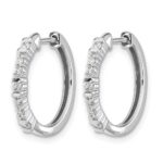 14k White Gold Diamond Hinged Hoop Earrings - Image 2