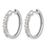 14k White Gold Diamond Hinged Hoop Earrings - Image 2
