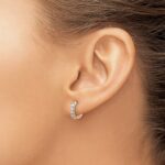 14k Rose Gold Diamond Hinged Hoop Earrings - Image 3