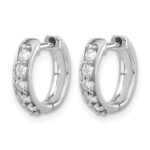 14k White Gold Diamond Hinged Hoop Earrings - Image 2