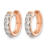 14k Rose Gold Diamond Hinged Hoop Earrings - Image 2