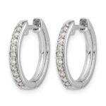 14k White Gold Diamond Hinged Hoop Earrings - Image 2