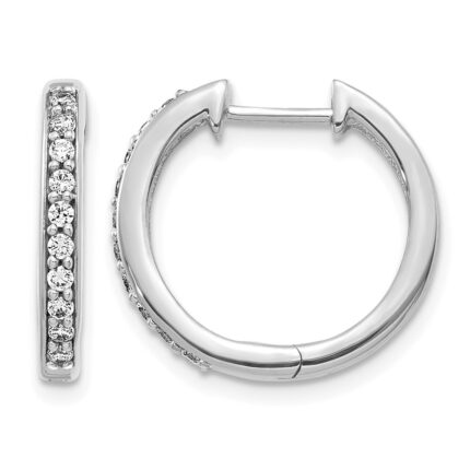 14k White Gold Diamond Hinged Hoop Earrings