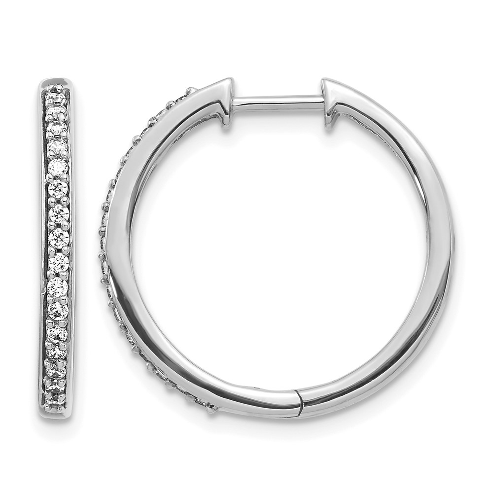 EM4265-025-WA.jpg 14k White Gold Diamond Hinged Hoop Earrings - Image 1