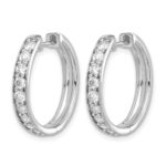 14k White Gold Diamond Hinged Hoop Earrings - Image 2