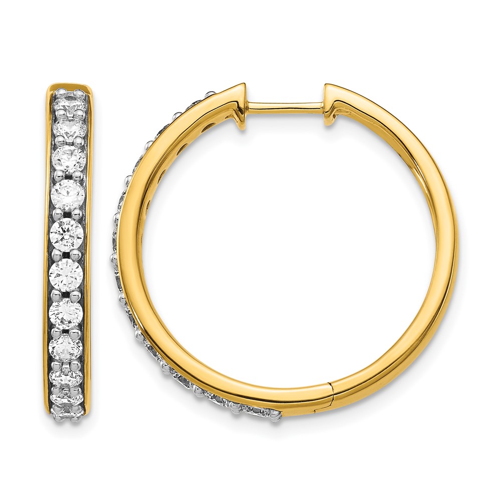 EM4266-150-YA.jpg 14k 1 1/2 carat Lab Grown Diamond VS/SI+ G+ Complete Hinged Hoop Earrings - Image 1