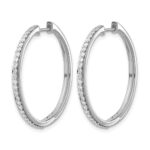14k White Gold Diamond Hinged Hoop Earrings - Image 2
