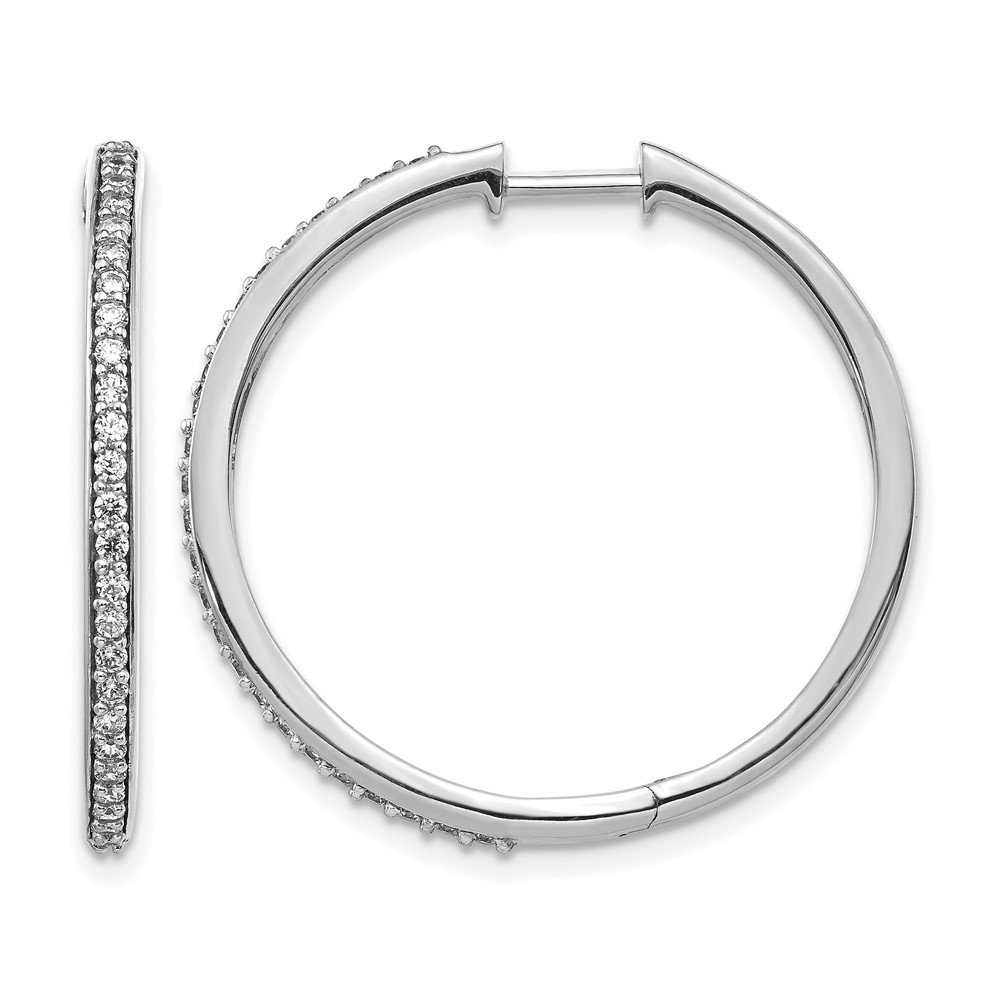 EM4267-050-WA.jpg 14k White Gold Diamond Hinged Hoop Earrings - Image 1